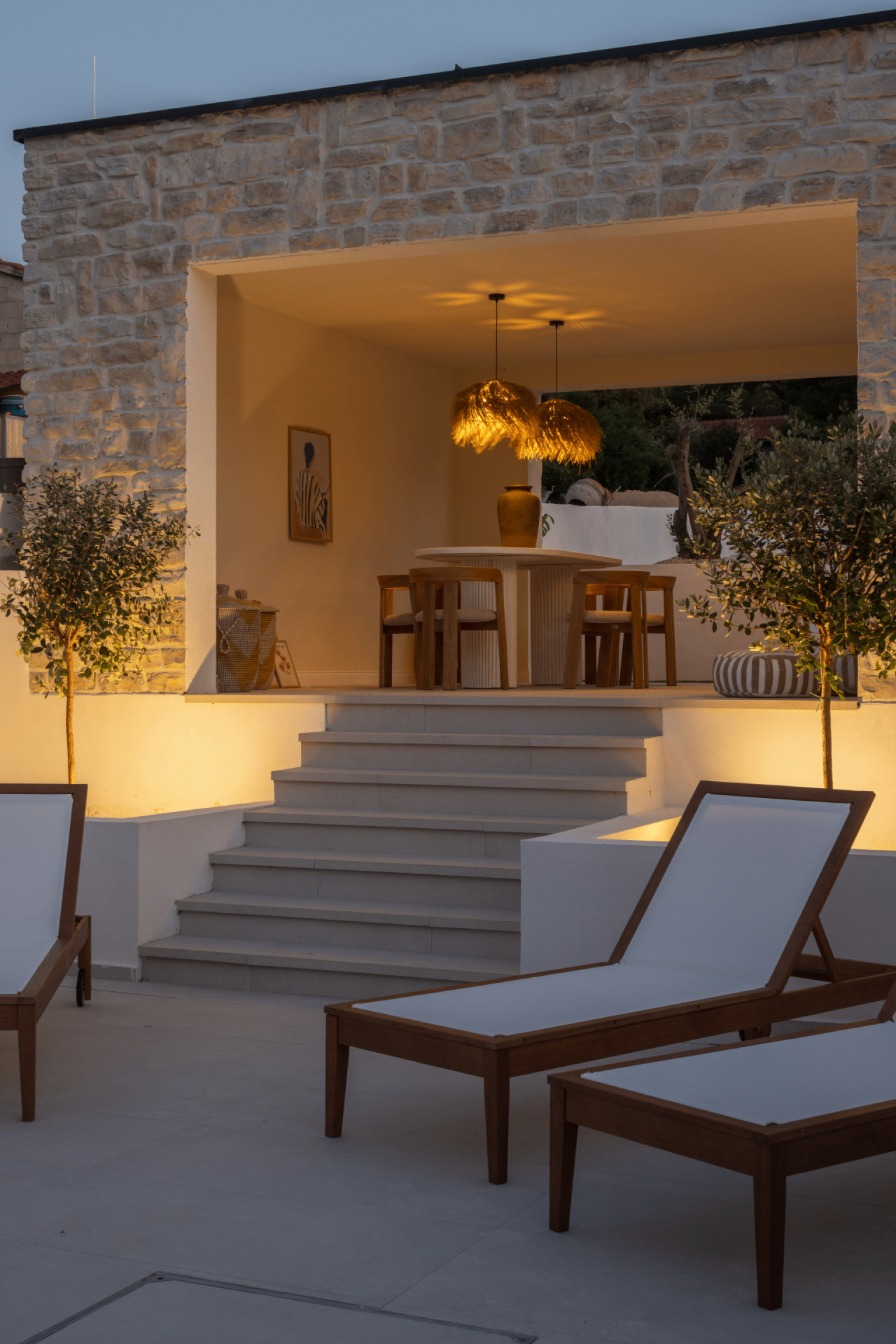 Villa Casa NoTa evening outdoor dining area